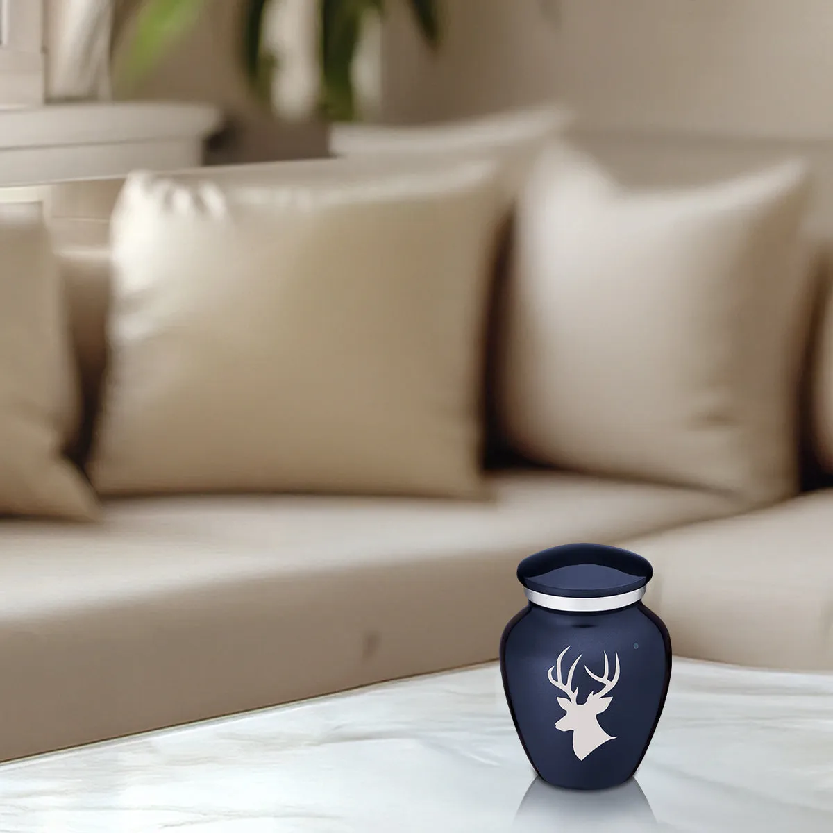 Keepsake Embrace Cobalt Blue Deer Cremation Urn