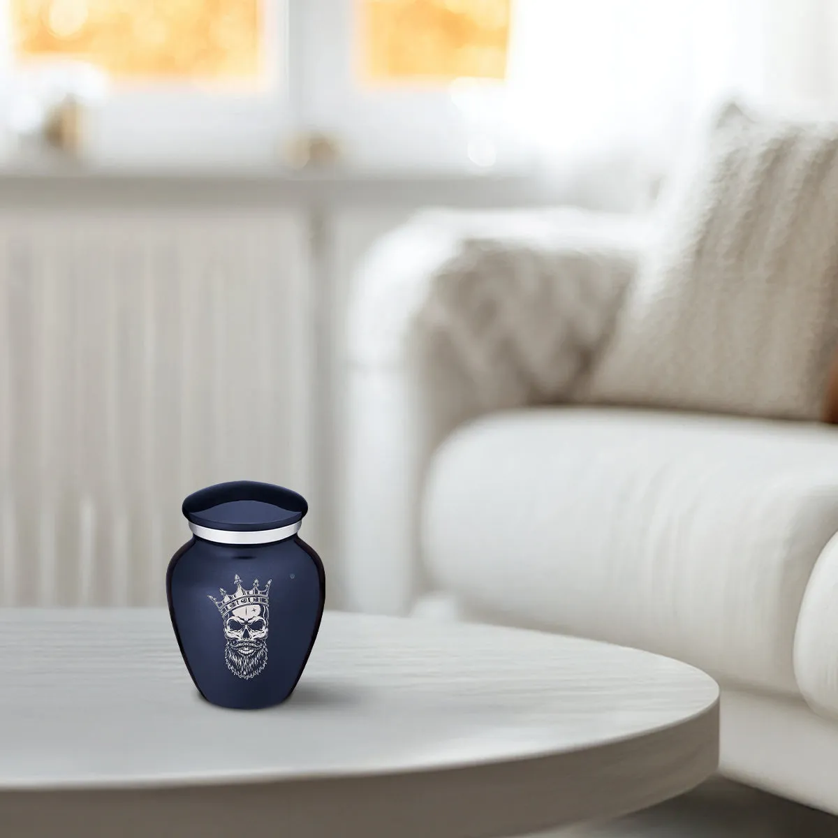 Keepsake Embrace Cobalt Blue Skull Cremation Urn