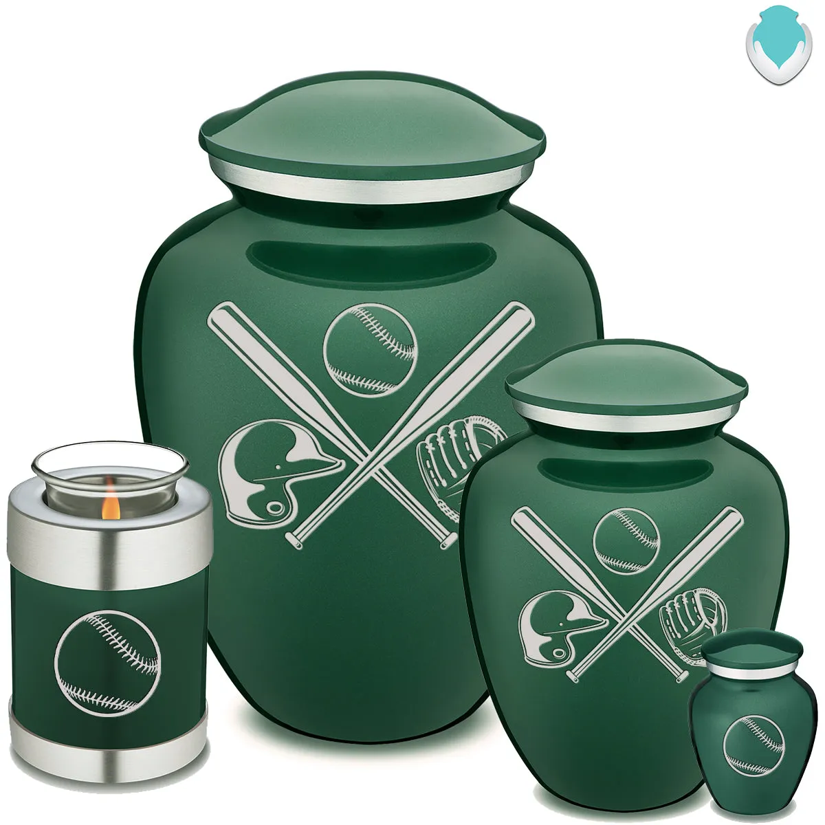 Keepsake Embrace Green Baseball Cremation Urn
