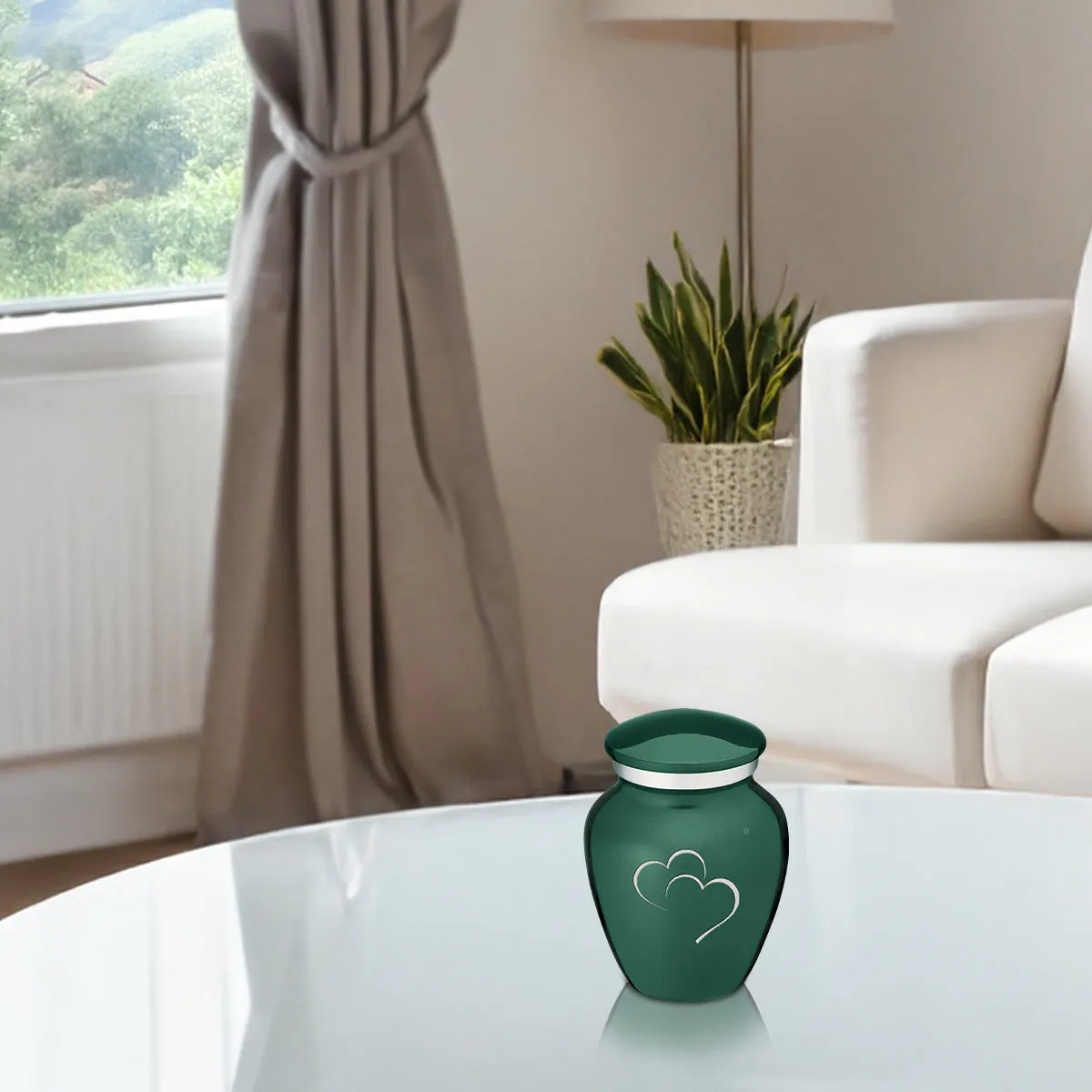 Keepsake Embrace Green Hearts Cremation Urn
