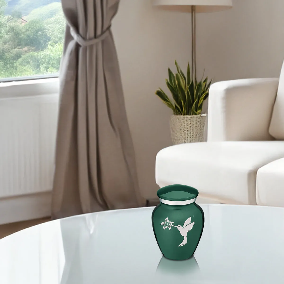 Keepsake Embrace Green Hummingbird Cremation Urn