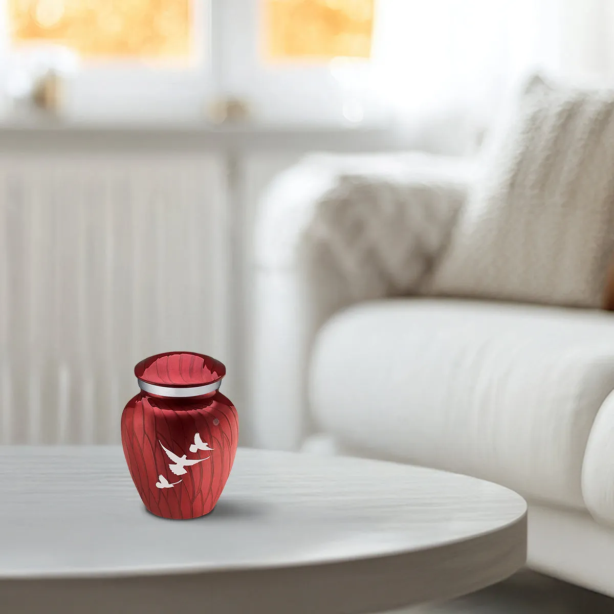 Keepsake Embrace Pearl Candy Red Doves Cremation Urn