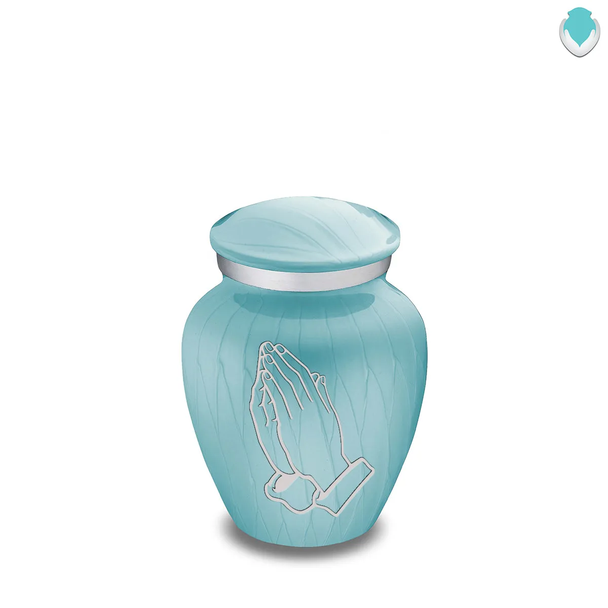 Keepsake Embrace Pearl Light Blue Praying Hands Cremation Urn