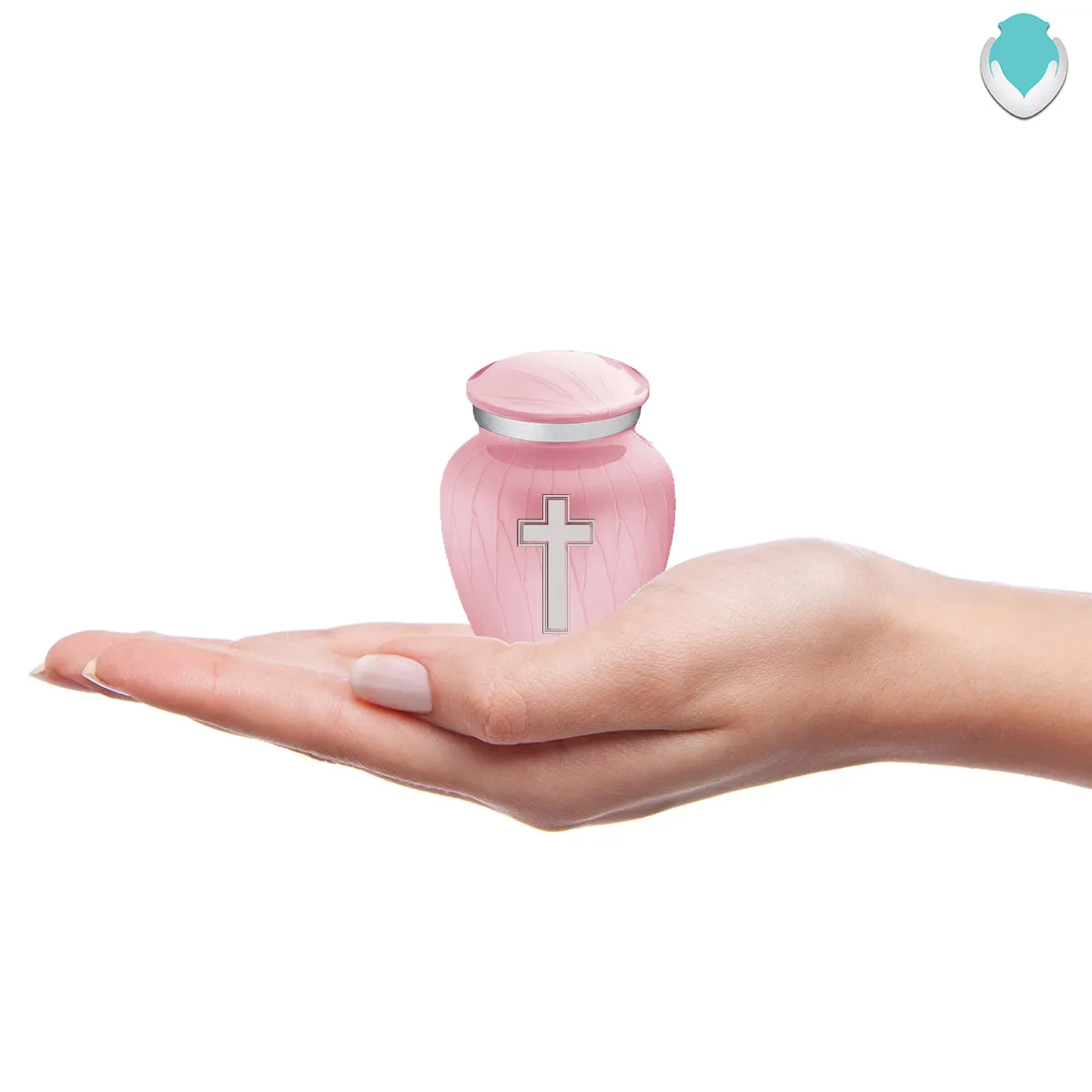 Keepsake Embrace Pearl Light Pink Simple Cross Cremation Urn