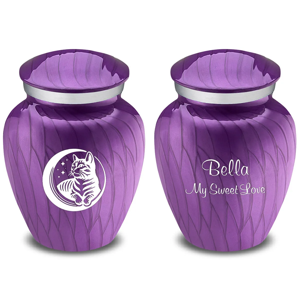 Keepsake Embrace Pearl Purple Pet Cute Cat Cremation Urn