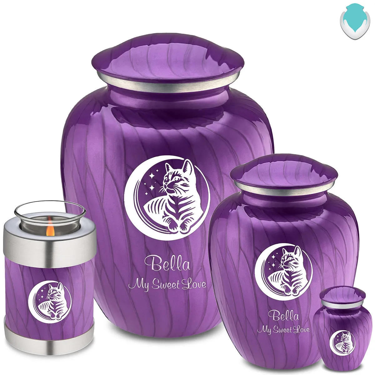 Keepsake Embrace Pearl Purple Pet Cute Cat Cremation Urn