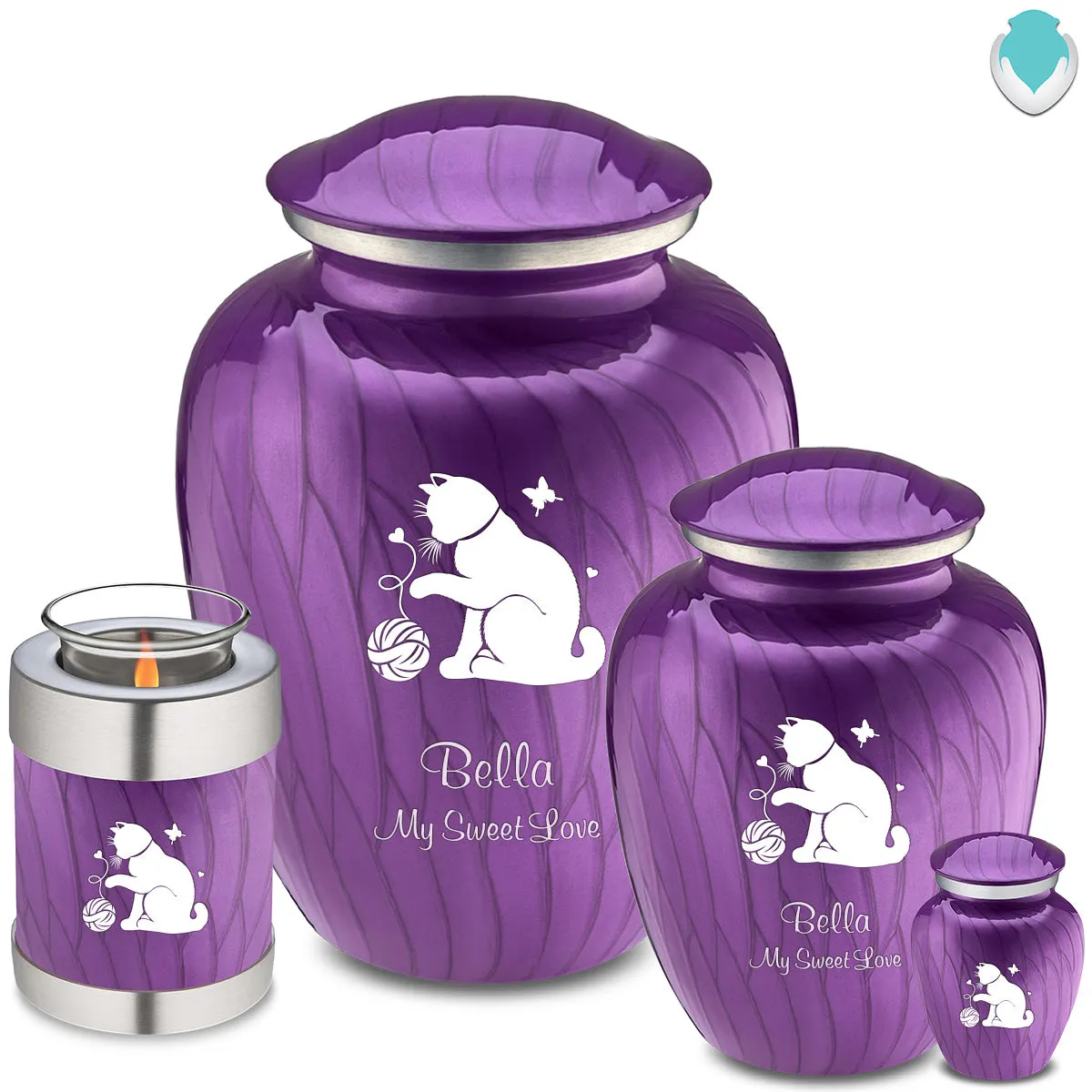 Keepsake Embrace Pearl Purple Pet Fun Cat Cremation Urn