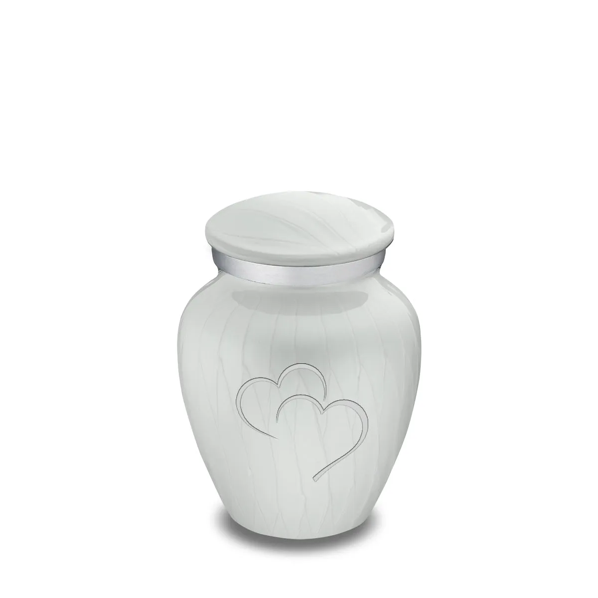 Keepsake Embrace Pearl White Hearts Cremation Urn