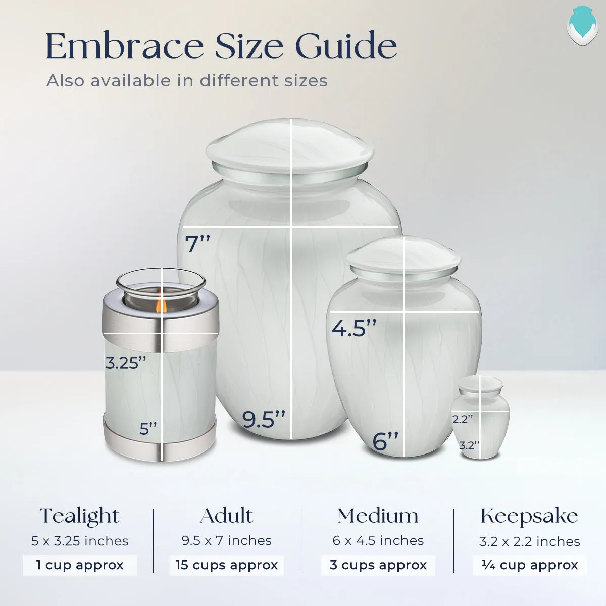 Keepsake Embrace Pearl White Hearts Cremation Urn