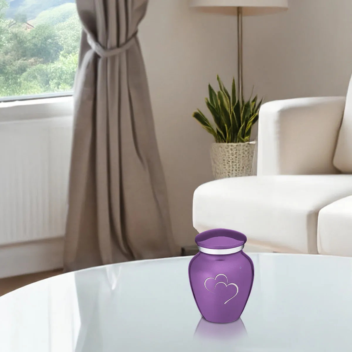 Keepsake Embrace Purple Hearts Cremation Urn