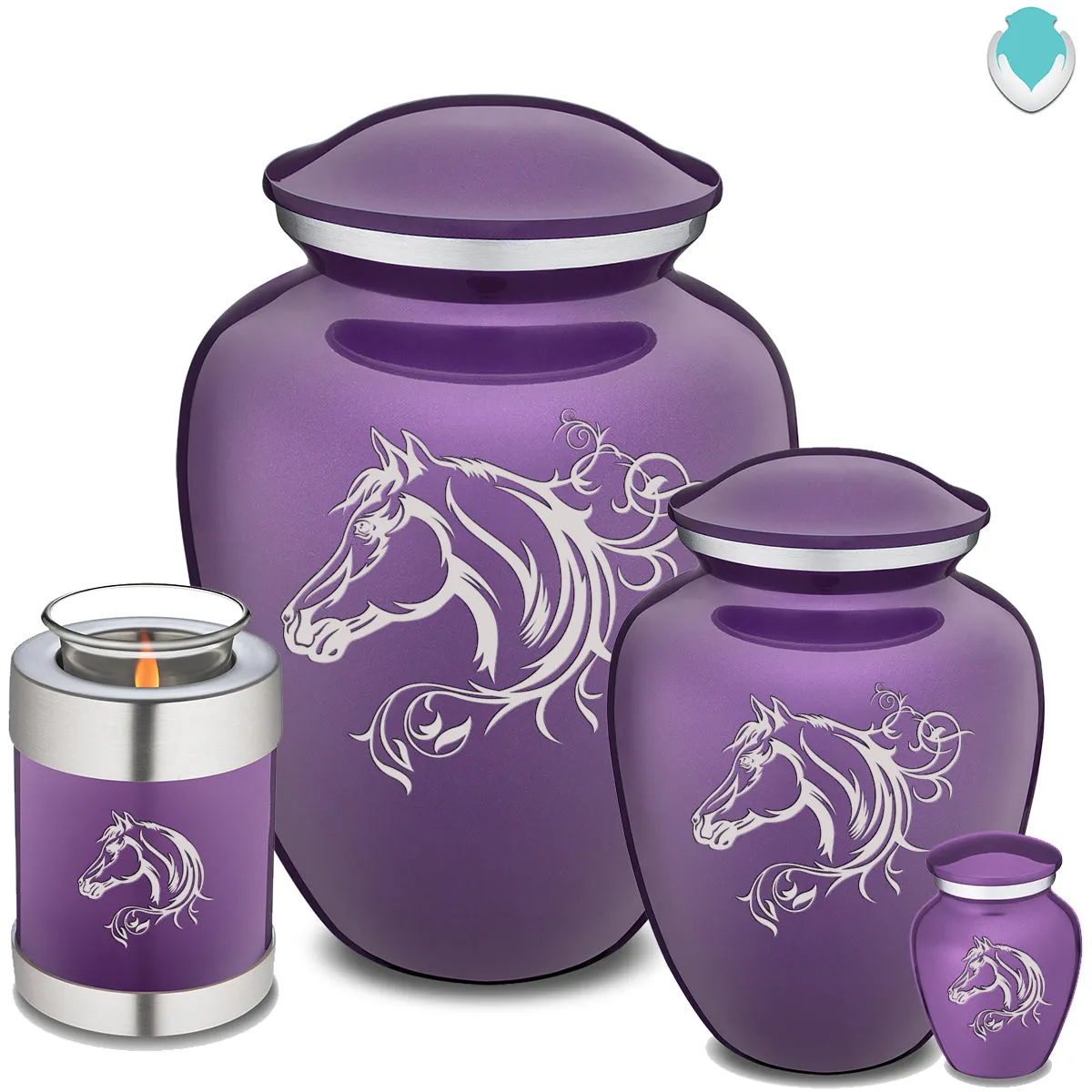 Keepsake Embrace Purple Horse Cremation Urn