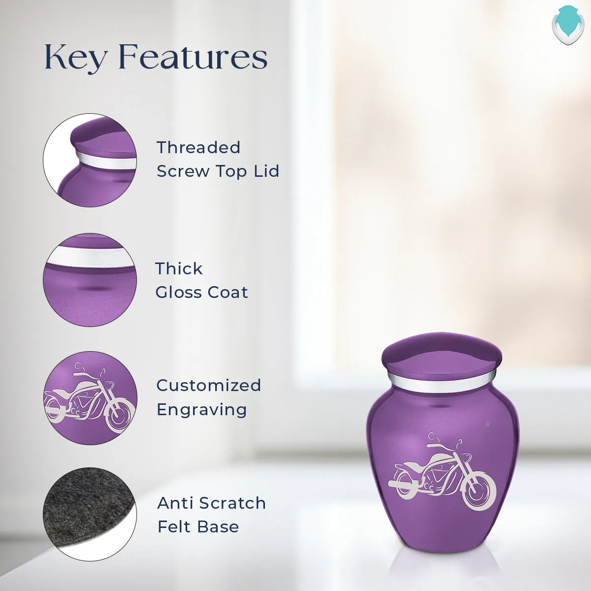 Keepsake Embrace Purple Motorcycle Cremation Urn