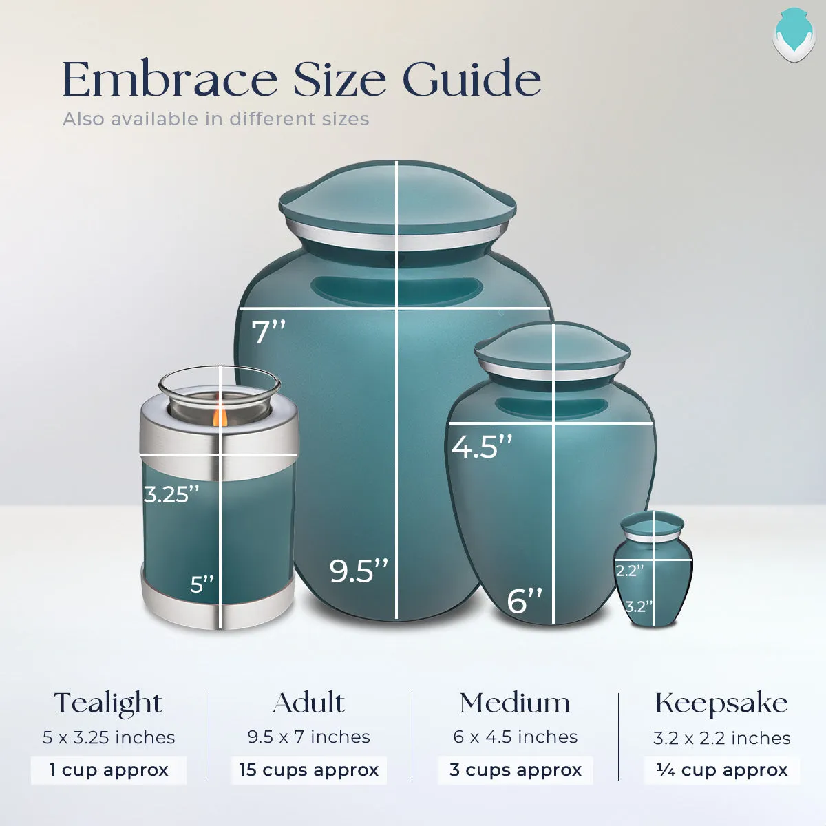 Keepsake Embrace Teal Doves Cremation Urn
