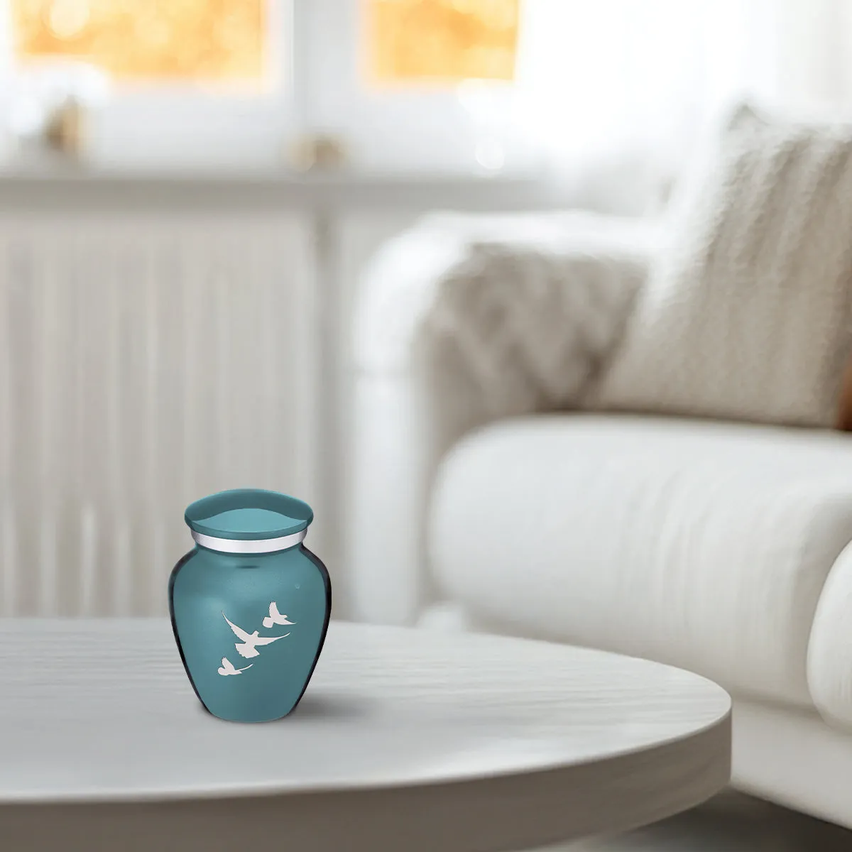 Keepsake Embrace Teal Doves Cremation Urn