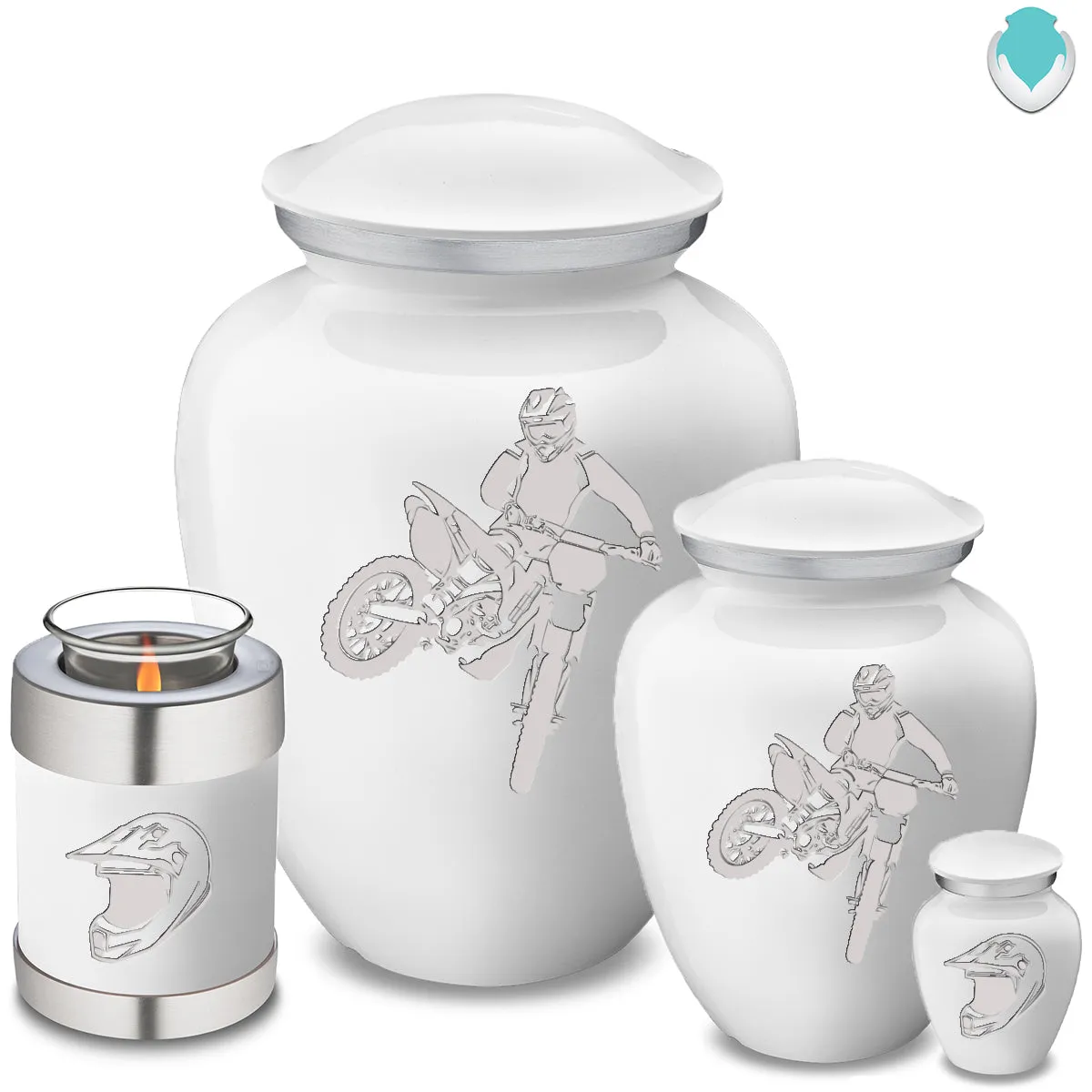 Keepsake Embrace White Dirt Bike Cremation Urn