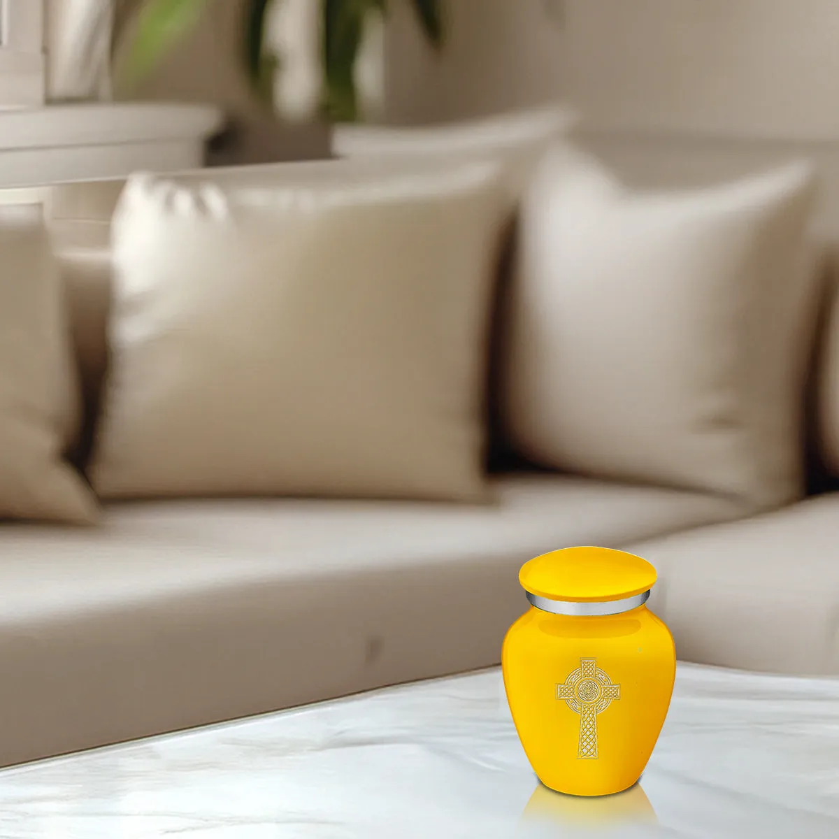 Keepsake Embrace Yellow Celtic Cross Cremation Urn