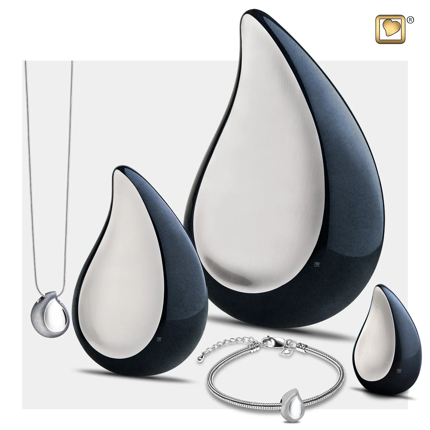 Keepsake TearDrop Brushed Pewter Midnight Cremation Urn