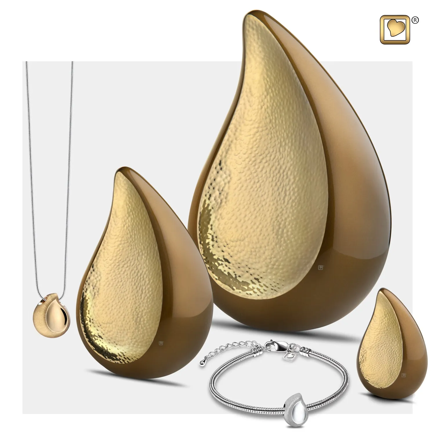 Keepsake  TearDrop Hammered Gold Bronze Cremation Urn