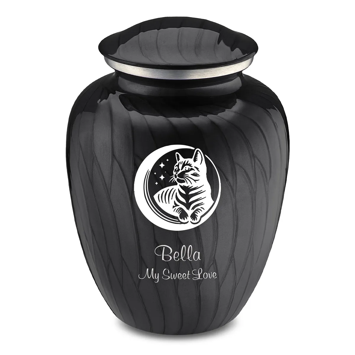 Large Embrace Pearl Black  Pet Cute Cat Cremation Urn