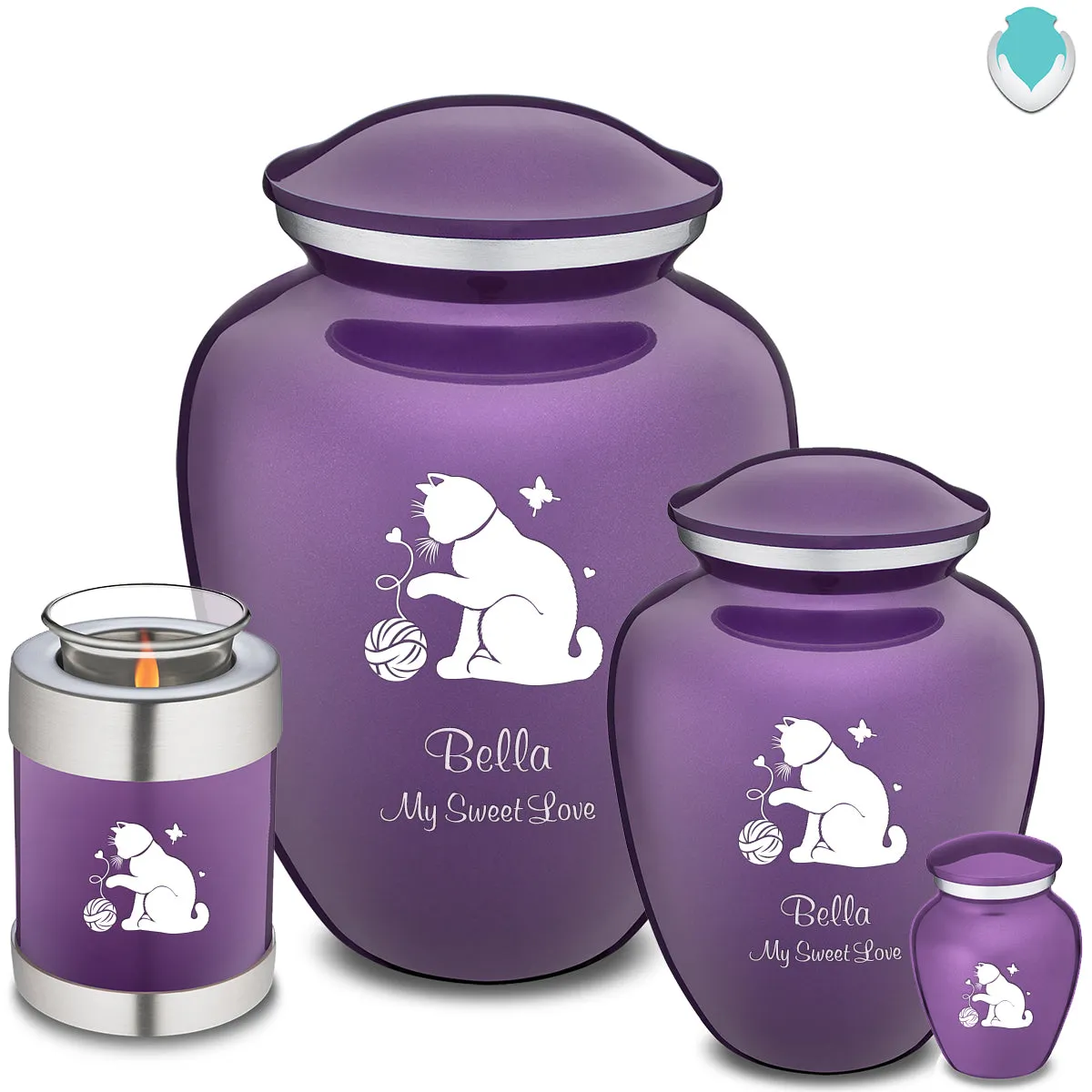 Large Embrace Purple Pet Fun Cat Cremation Urn