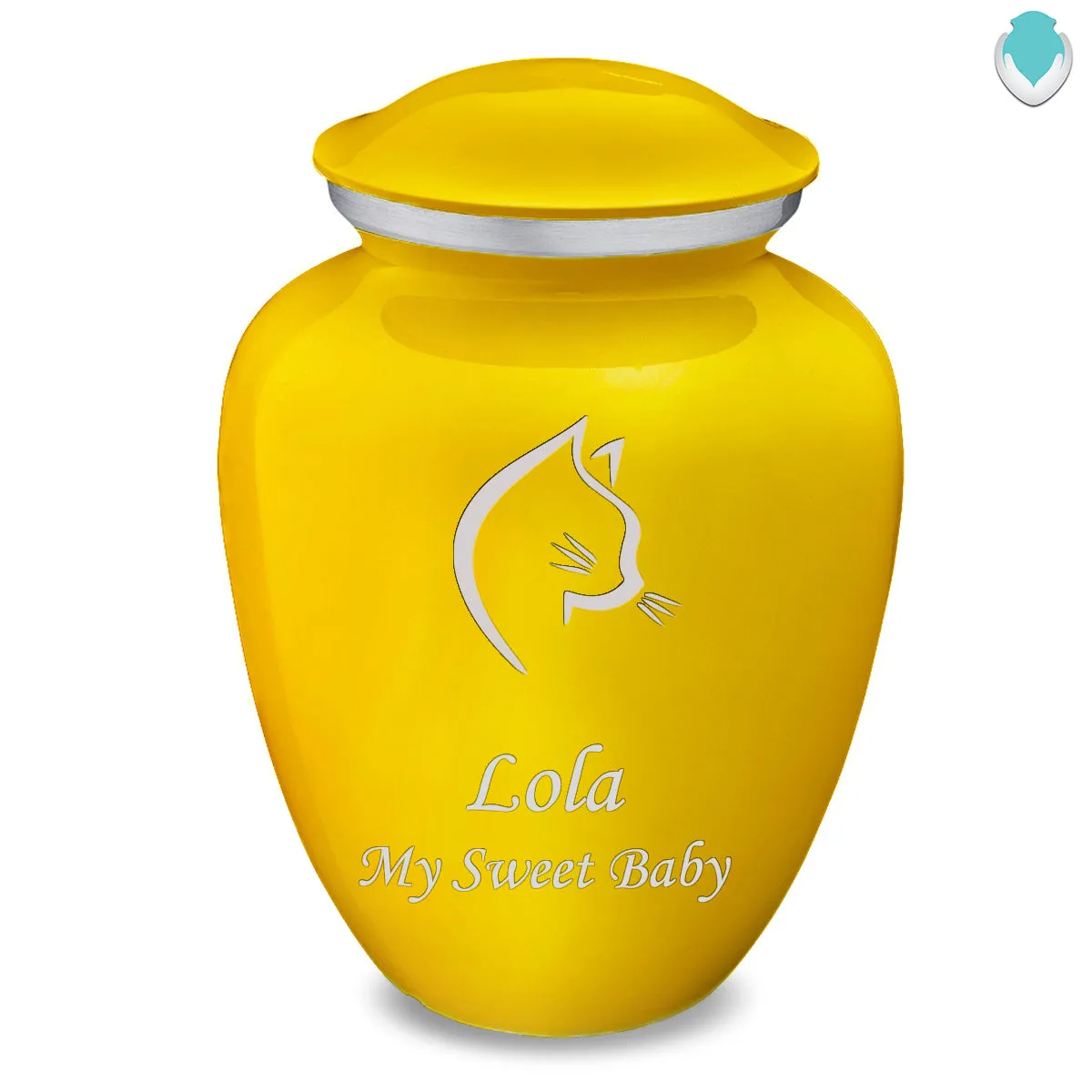Large Embrace Yellow Cat Pet Cremation Urn