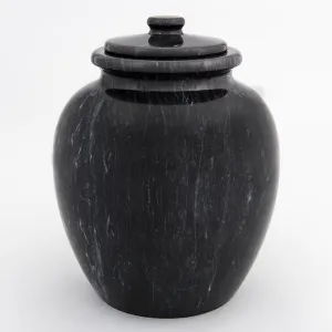 Legacy Round Natural Marble Cremation Urn in Black