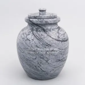Legacy Round Natural Marble Cremation Urn in Gray