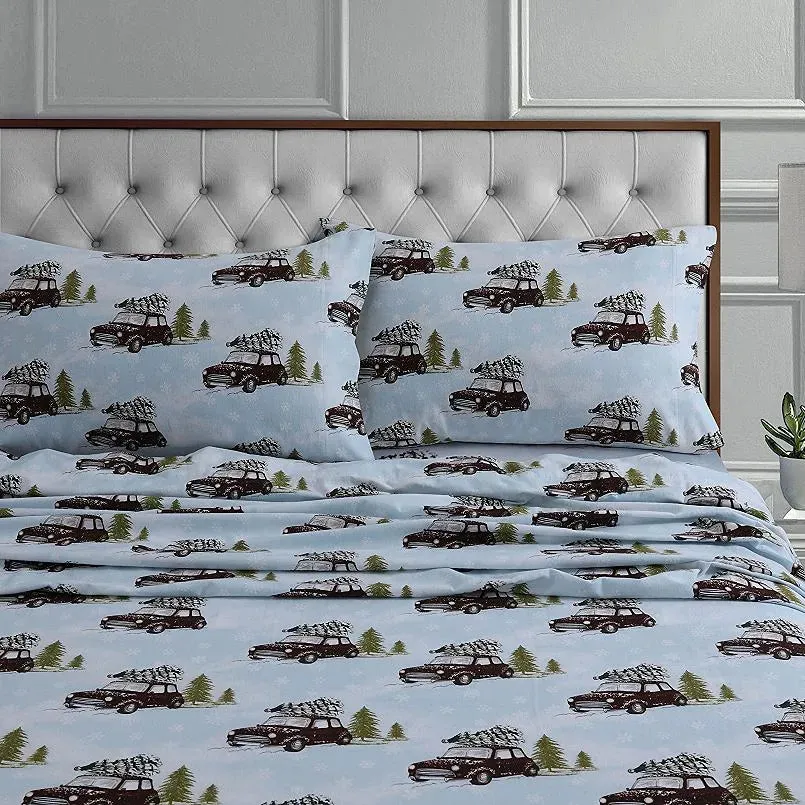Living Printed Flannel Extra Deep Pocket Sheet Set