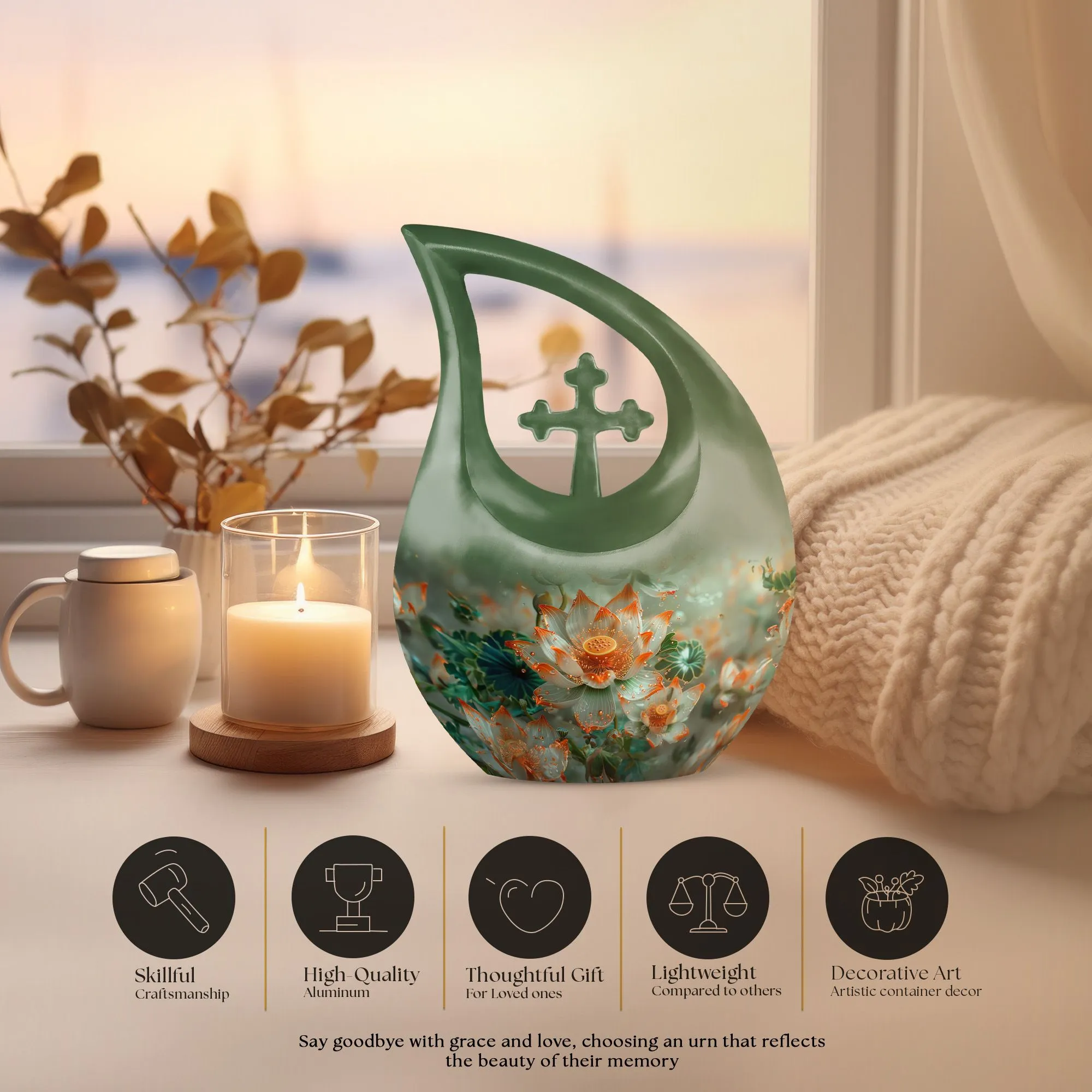 Lotus Tribute: Adult Cremation Urn For Human Ashes Remans