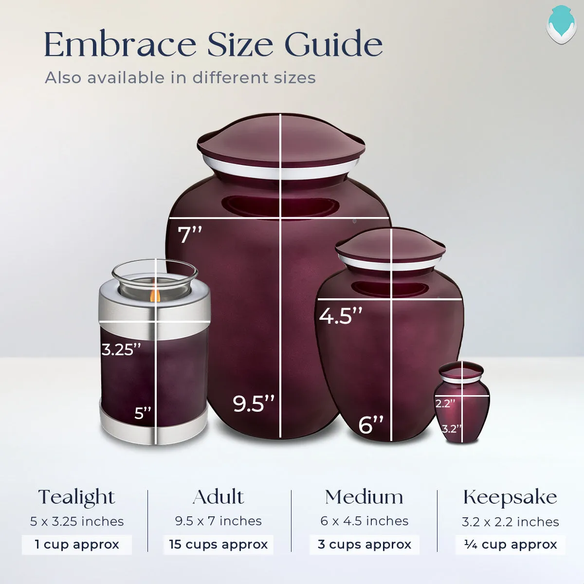 Medium Cherry Purple Embrace Angel Cremation Urn
