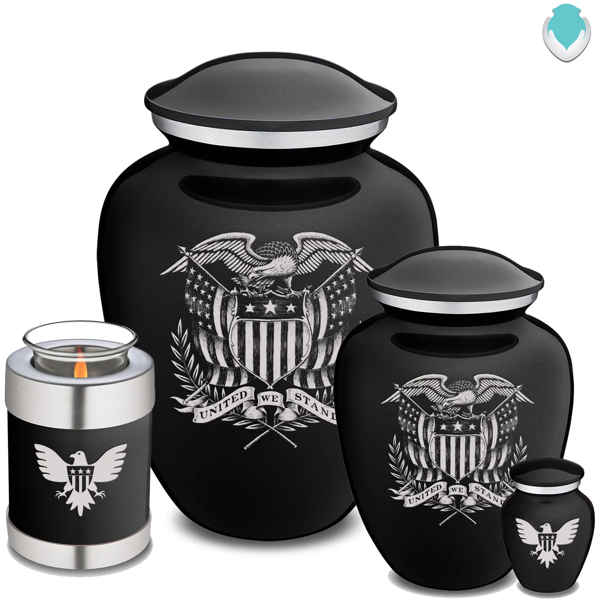 Medium Embrace Black American Glory Cremation Urn