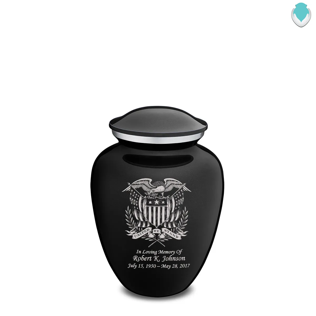 Medium Embrace Black American Glory Cremation Urn