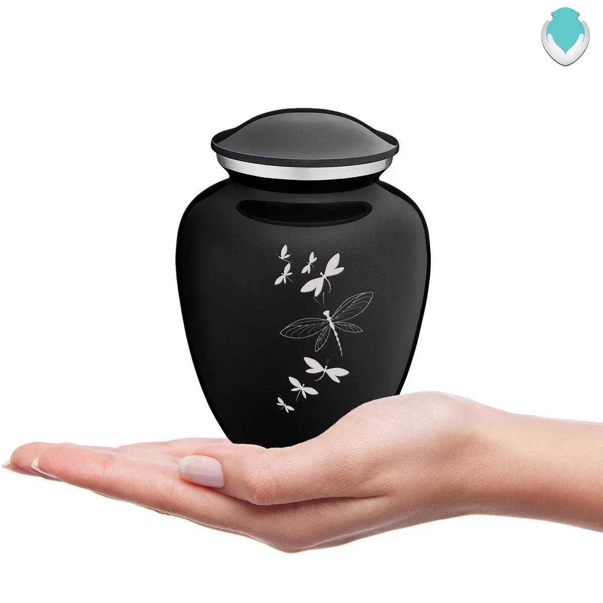 Medium Embrace Black Dragonflies Cremation Urn