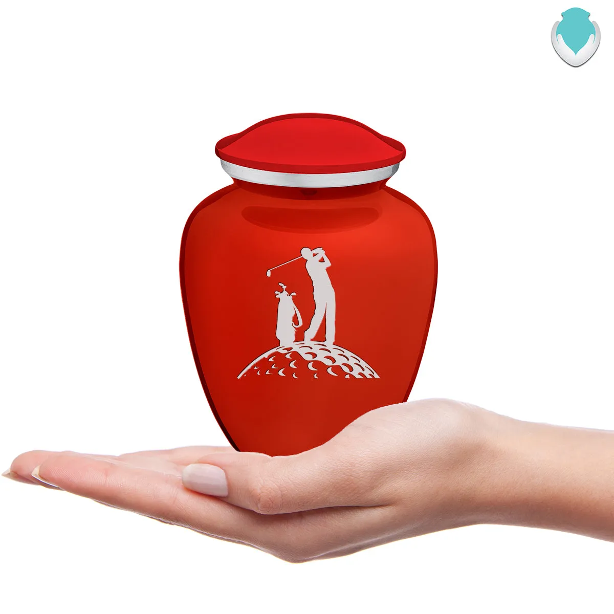 Medium Embrace Bright Red Golfer Cremation Urn