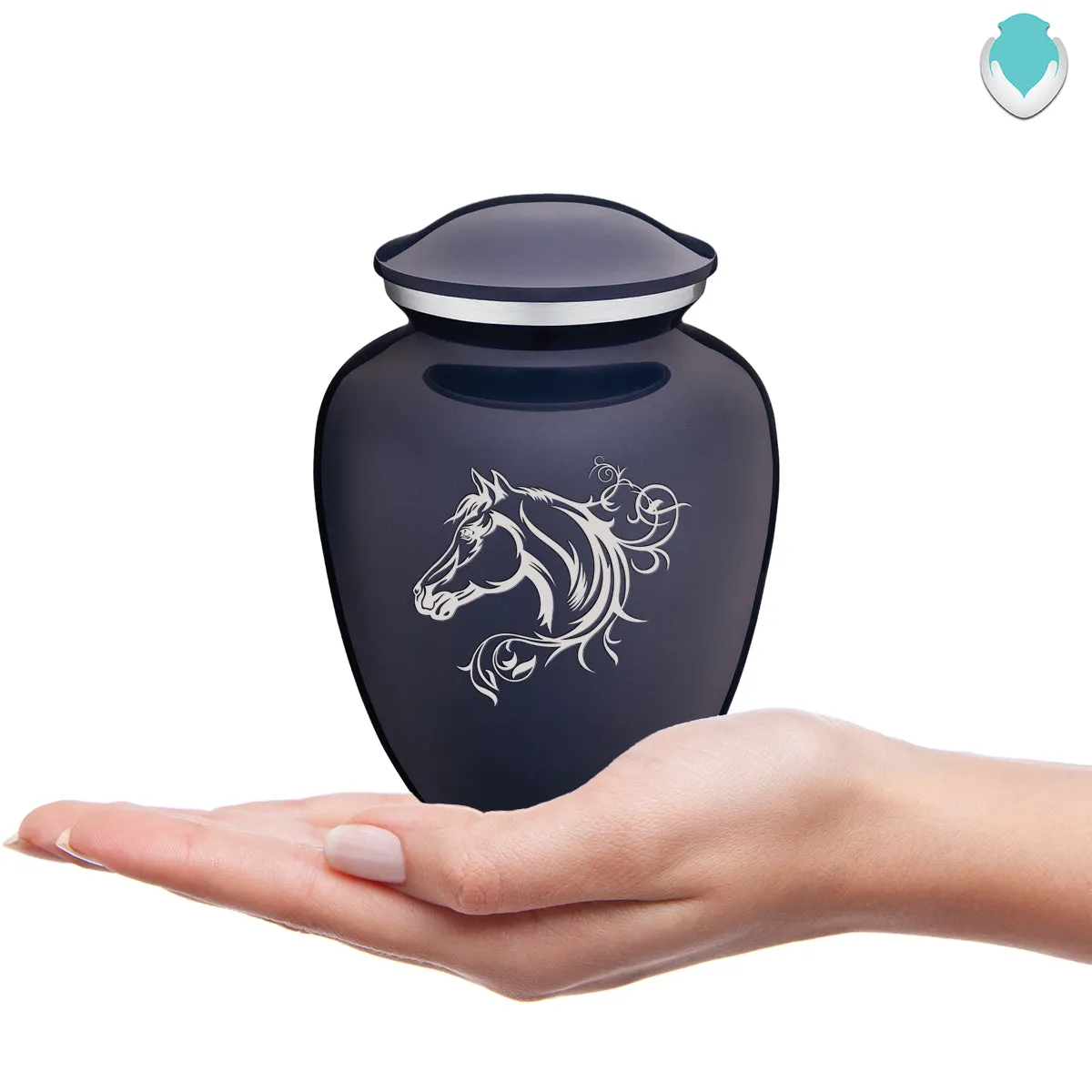 Medium Embrace Cobalt Blue Horse Cremation Urn