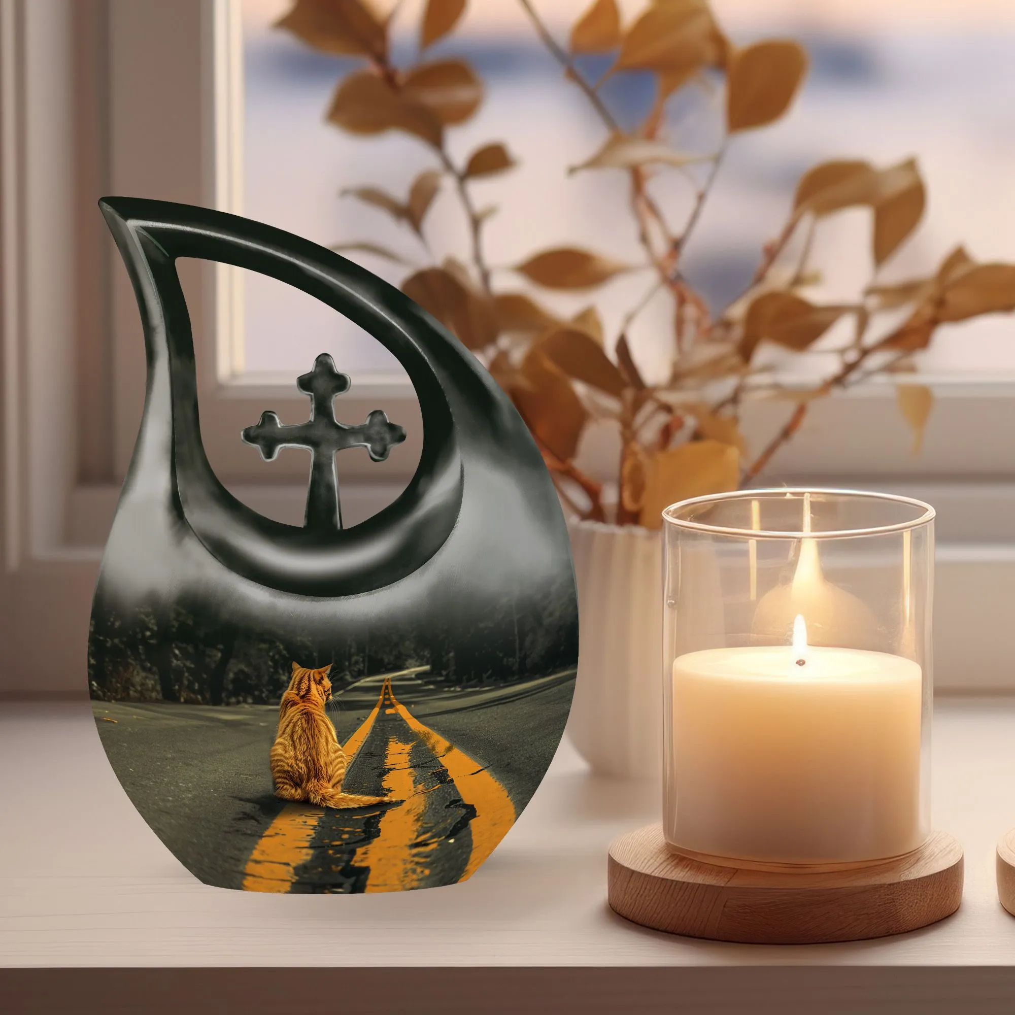 Memorial Orange Cat Urn - A Symbolic Abode for Loved Ones