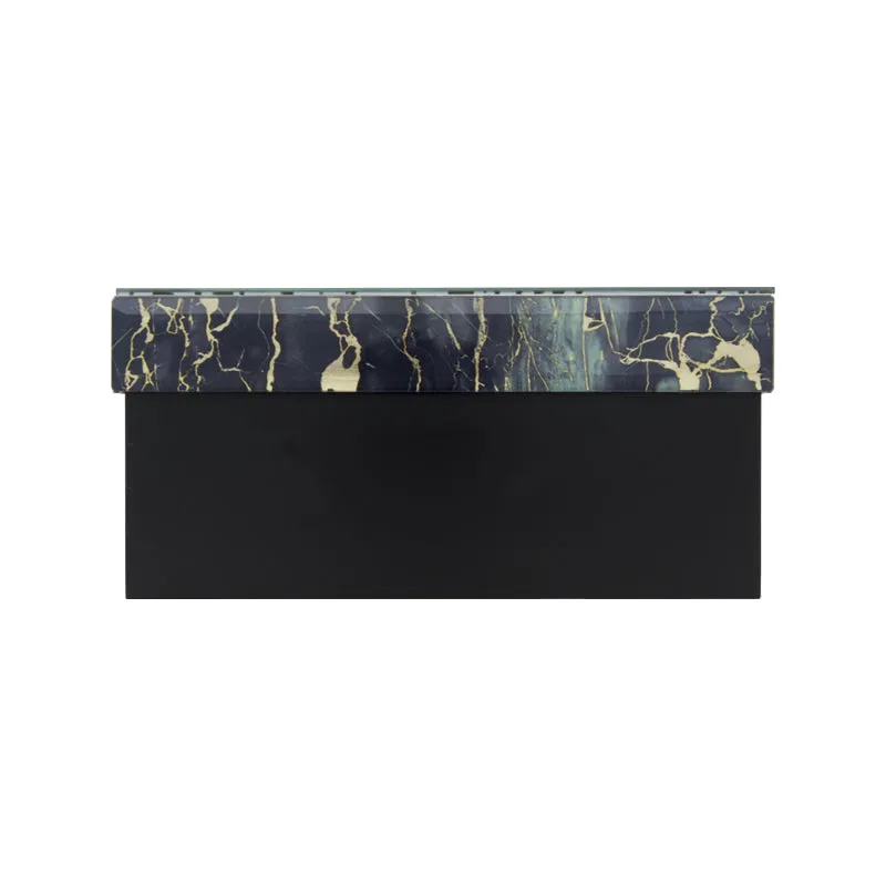 Modern Green and Black Marbled Glass Cremation Box In Large