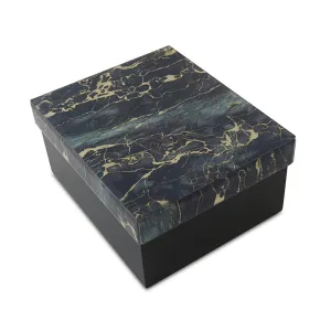 Modern Green and Black Marbled Glass Cremation Box In Large