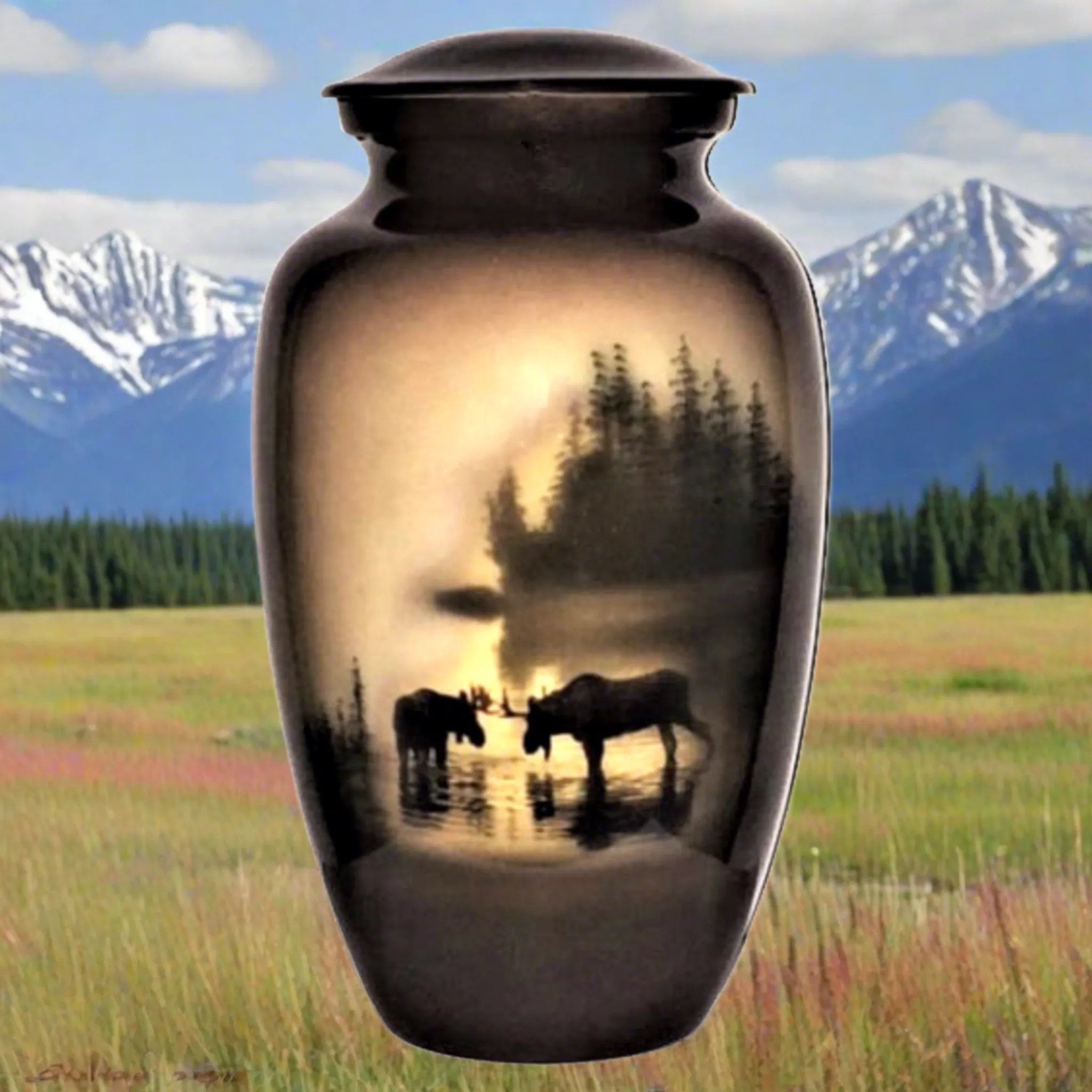 Moose in the Meadow, Cremation Urn
