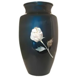 Mother of Pearl Rose on Blue, Cremation Urn