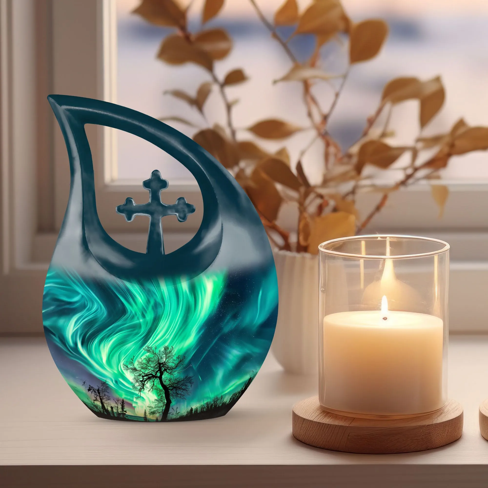 Northern Lights :Extra Large Cremation Urn For Human Ashes