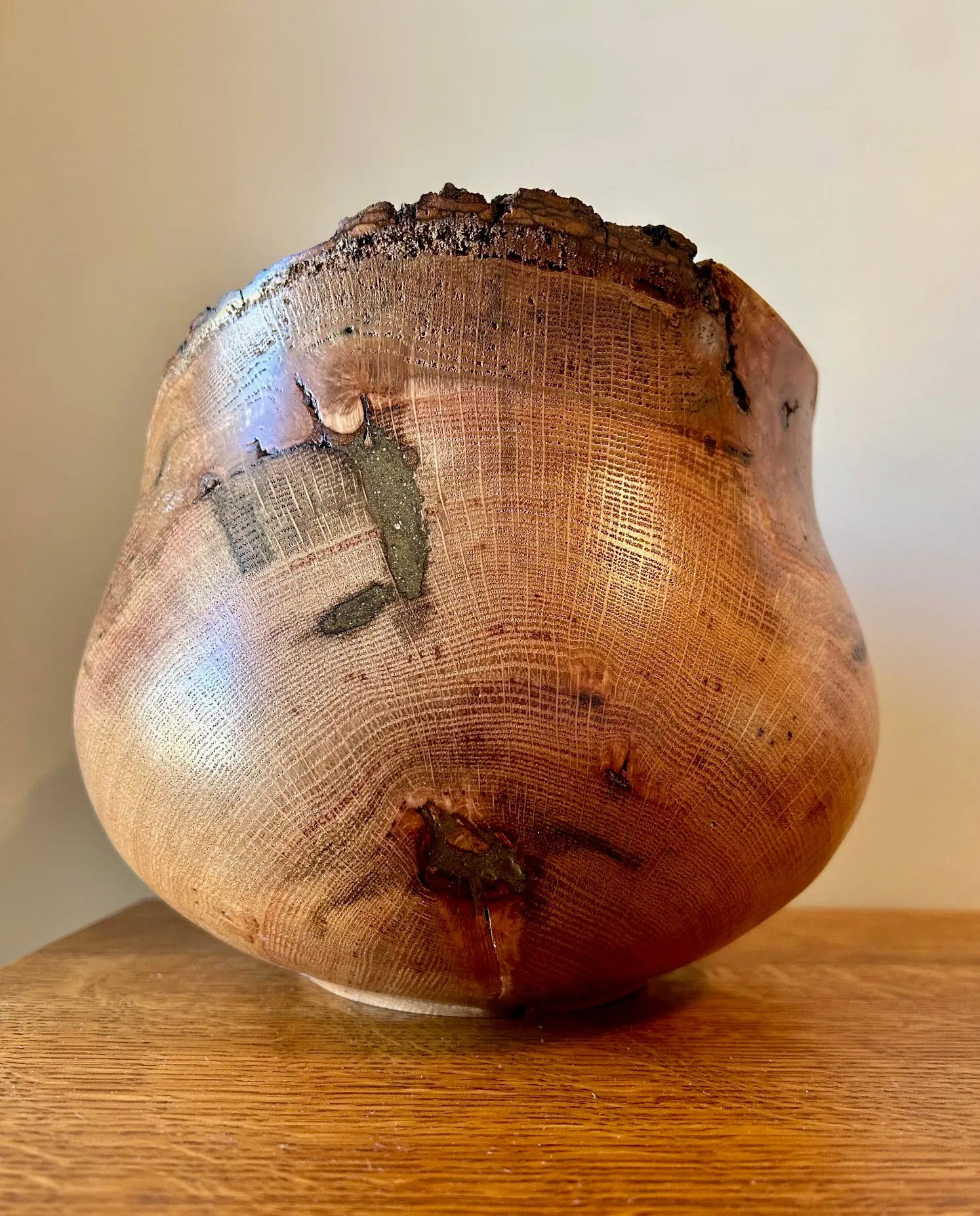 Oak Turned Urn with Natural Edge 50