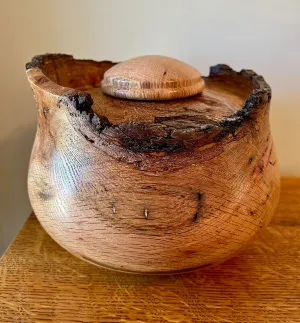 Oak Turned Urn with Natural Edge 50