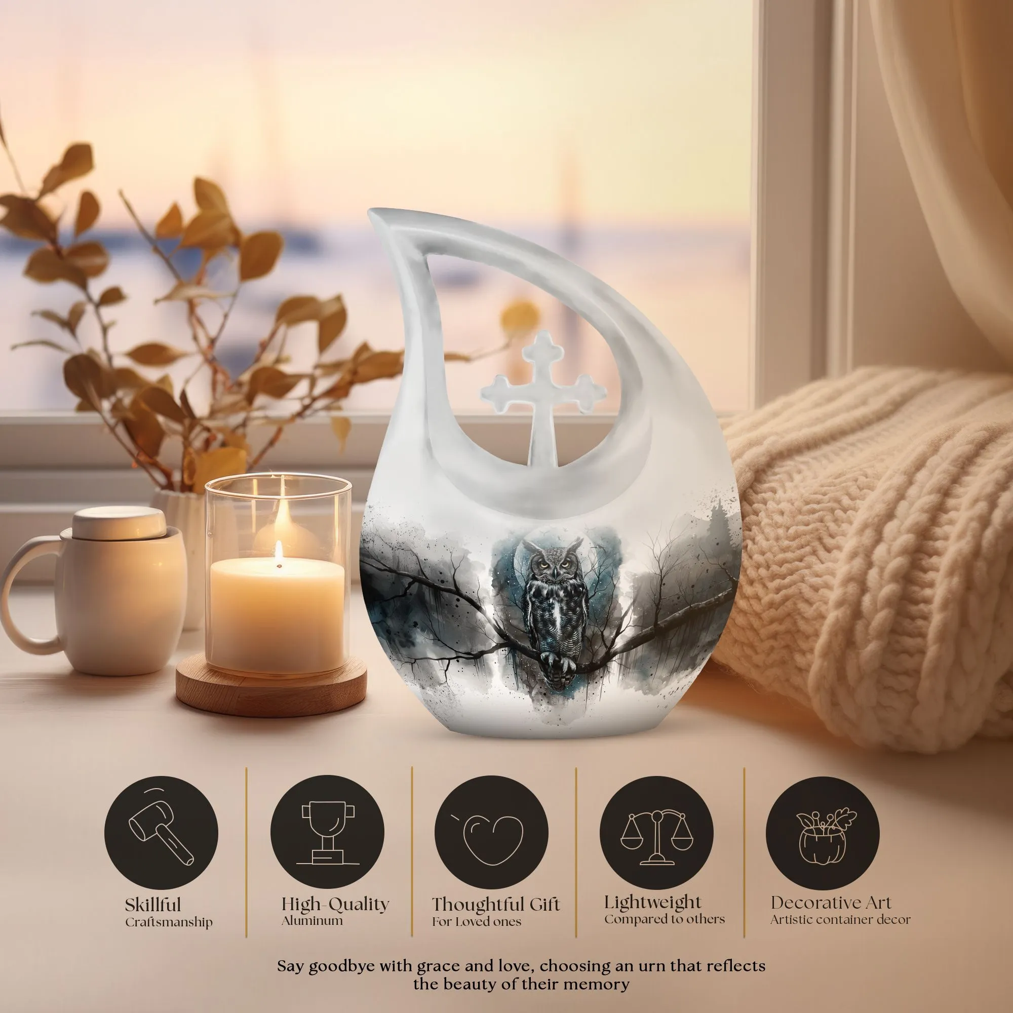 Owl-Large Remembrance: A Stately Memorial Urn for Meaningful Parting