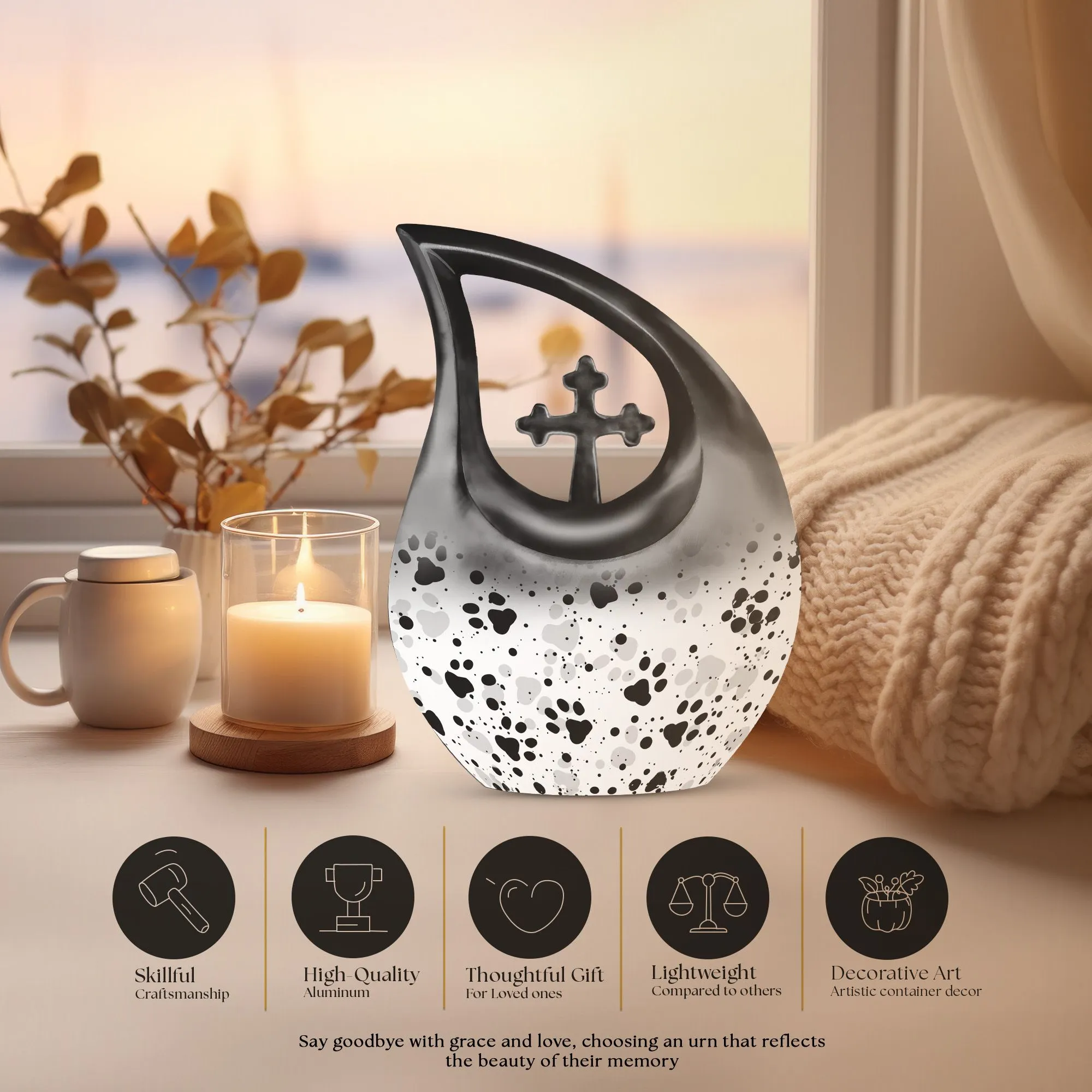 Paws Urn : Personalized Large Memorial Urn for Ashes