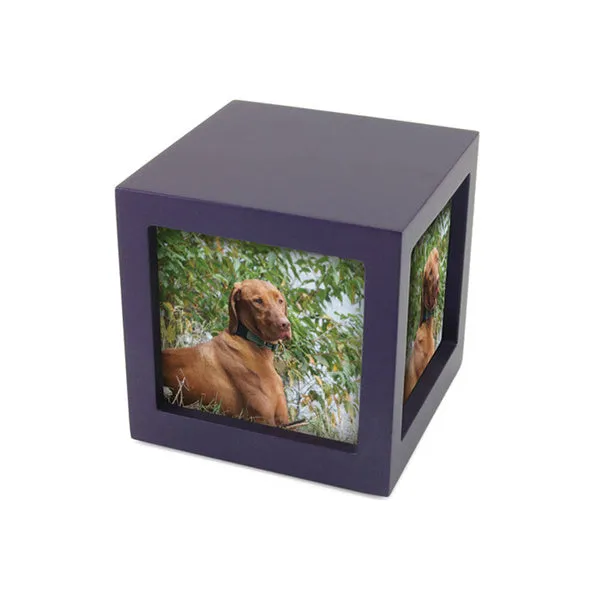Photo Cube Urn for Pet Ashes - Violet