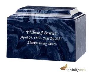 Prussian Blue Cultured Marble Cremation Urn