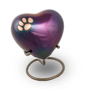 Raku Pet Paw Heart Keepsake Urn