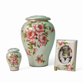Rose Bouquet Ceramic, Cremation Urn