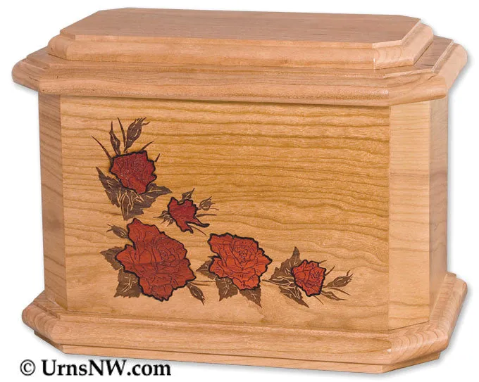Roses Inlay Octagon Cremation Urn